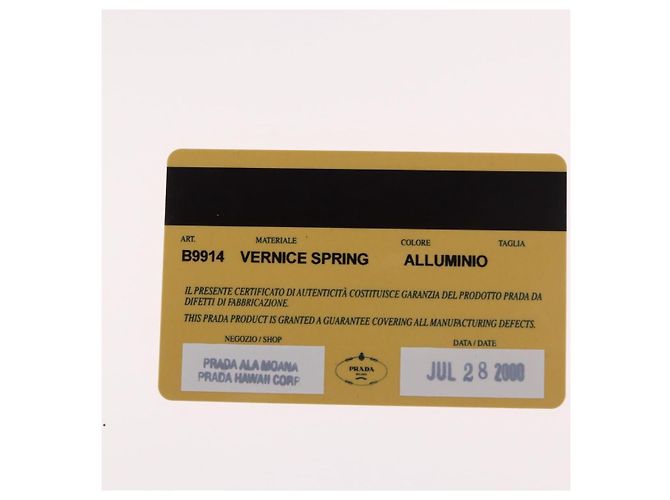 Borsa a tracolla PRADA in pelle vernice Giallo Argento Auth 180190 - vista 12