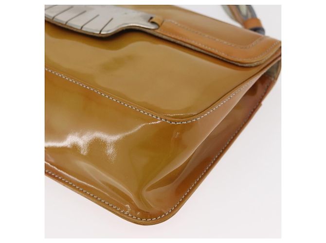 Borsa a tracolla PRADA in pelle vernice Giallo Argento Auth 180190 - vista 17