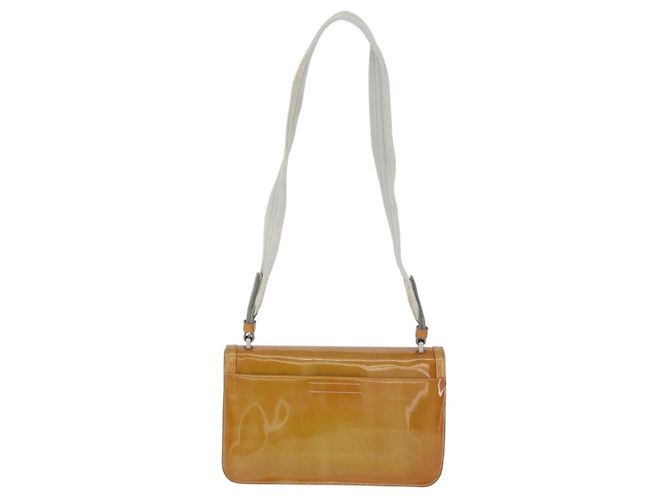 Borsa a tracolla PRADA in pelle vernice Giallo Argento Auth 180190 - vista 2