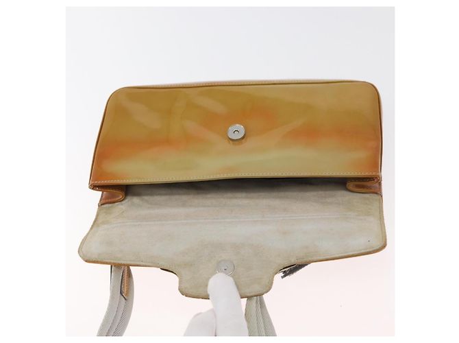 Borsa a tracolla PRADA in pelle vernice Giallo Argento Auth 180190 - vista 21