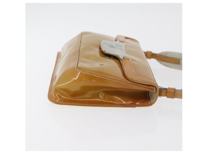 Borsa a tracolla PRADA in pelle vernice Giallo Argento Auth 180190 - vista 3