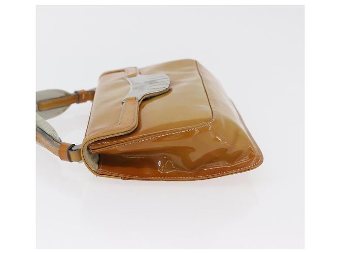 Borsa a tracolla PRADA in pelle vernice Giallo Argento Auth 180190 - vista 4