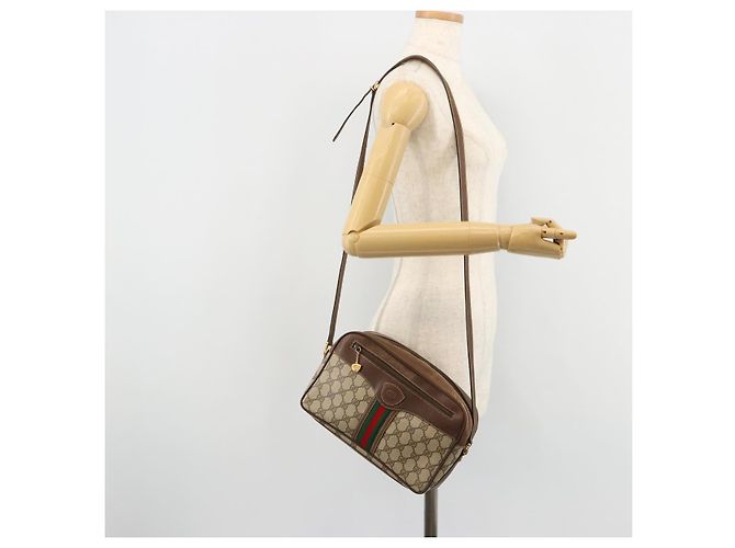 Bolso GUCCI GG Supreme Web Sherry Line PVC Beige Oro 001 56 0860 Auth 180110 Dorado - vista 25