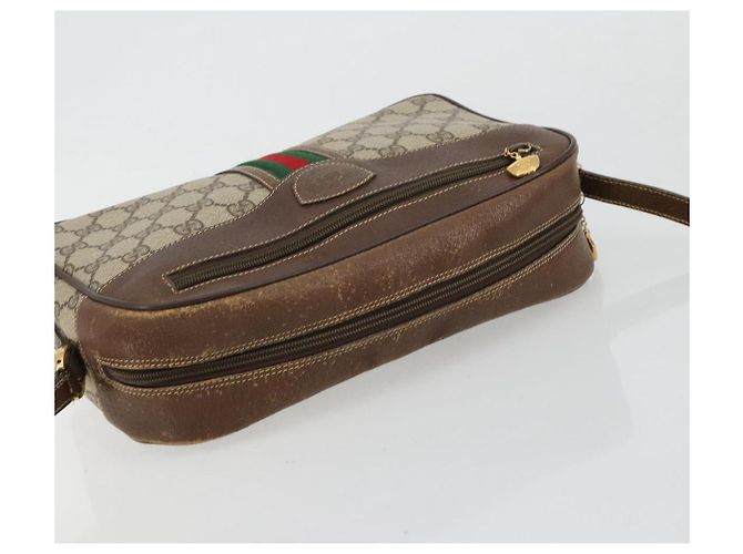 Bolso GUCCI GG Supreme Web Sherry Line PVC Beige Oro 001 56 0860 Auth 180110 Dorado - vista 6
