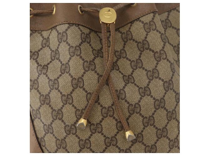Borsa GUCCI GG Supreme Web Sherry Line PVC Beige Oro 41 02 034 Auth 181983 D'oro - vista 17