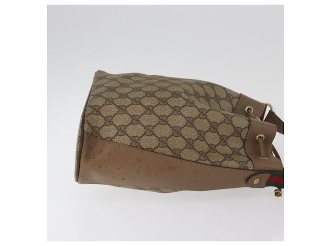 Borsa GUCCI GG Supreme Web Sherry Line PVC Beige Oro 41 02 034 Auth 181983 D'oro - vista 3