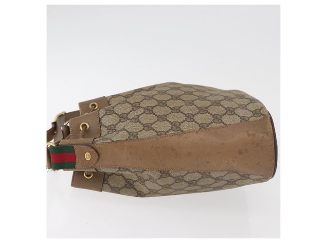 Borsa GUCCI GG Supreme Web Sherry Line PVC Beige Oro 41 02 034 Auth 181983 D'oro - vista 4