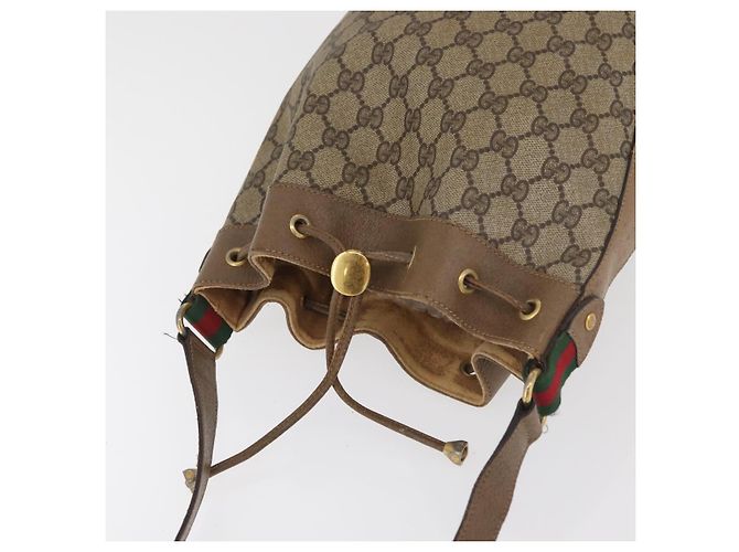 Borsa GUCCI GG Supreme Web Sherry Line PVC Beige Oro 41 02 034 Auth 181983 D'oro - vista 6