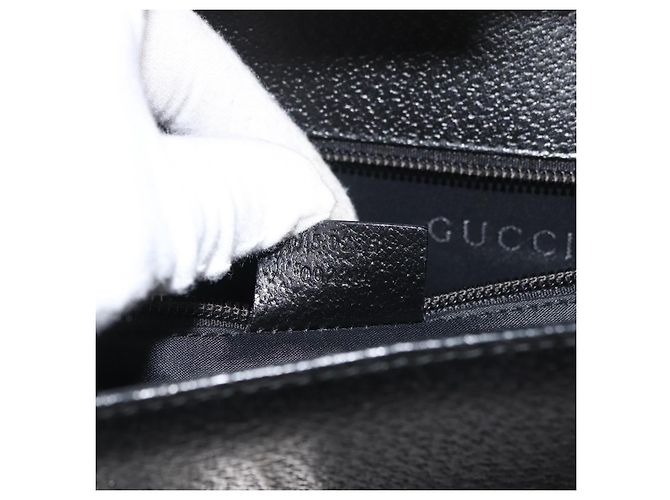 Borsa Business GUCCI in pelle nera argento 015 0235 Auth 180056 Nero - vista 11