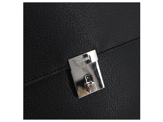 Borsa Business GUCCI in pelle nera argento 015 0235 Auth 180056 Nero - vista 17