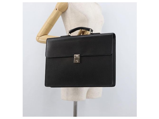Borsa Business GUCCI in pelle nera argento 015 0235 Auth 180056 Nero - vista 24