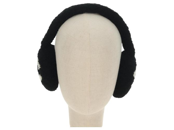 CHANEL COCO Paraorecchie in Tessuto e Lana Nero Bianco CC Autentico yk20385SAV - vista 2