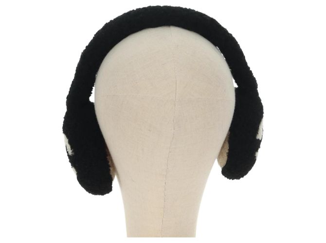 CHANEL COCO Paraorecchie in Tessuto e Lana Nero Bianco CC Autentico yk20385SAV - vista 3