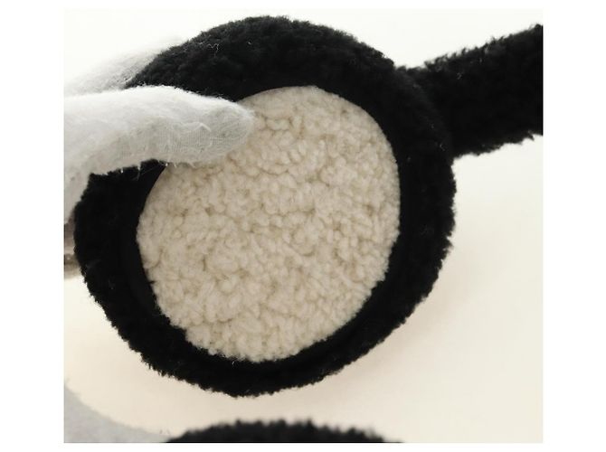 CHANEL COCO Paraorecchie in Tessuto e Lana Nero Bianco CC Autentico yk20385SAV - vista 9