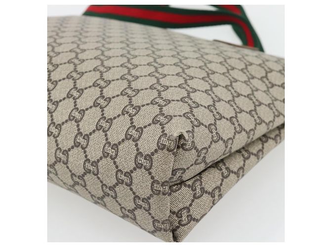 Borsa Tote GUCCI GG Plus Supreme Web Sherry Line PVC Beige Rosso Verde Auth 182365 - vista 15