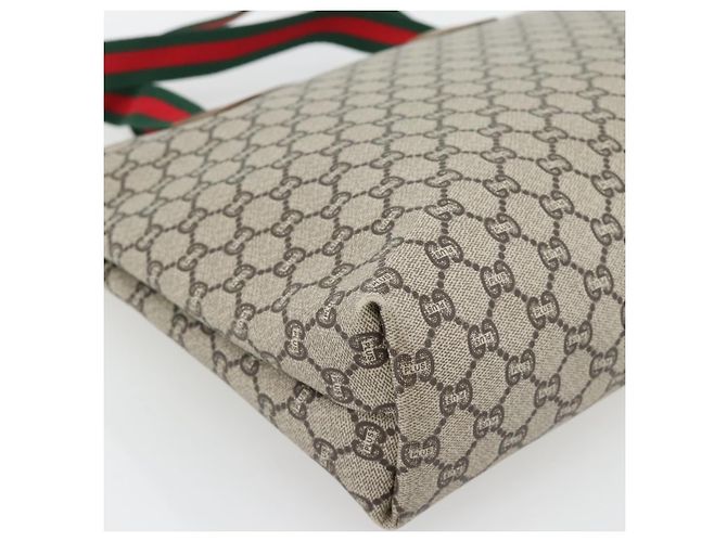 Borsa Tote GUCCI GG Plus Supreme Web Sherry Line PVC Beige Rosso Verde Auth 182365 - vista 16