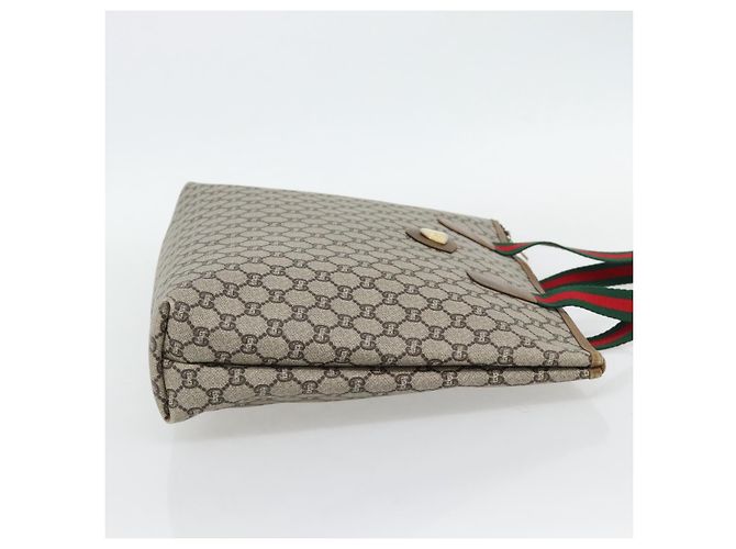Borsa Tote GUCCI GG Plus Supreme Web Sherry Line PVC Beige Rosso Verde Auth 182365 - vista 4