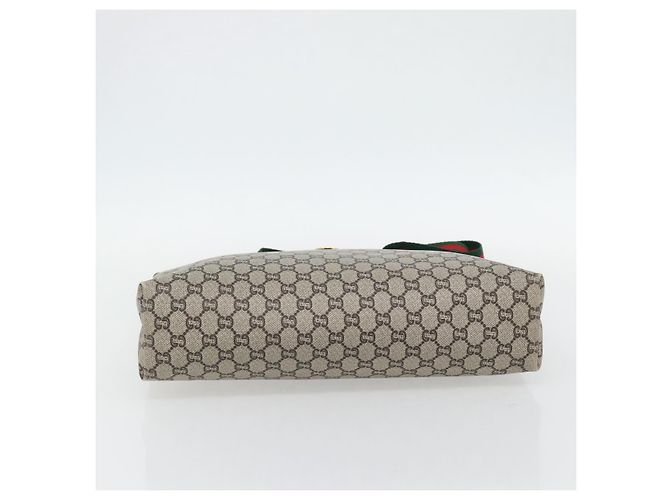 Borsa Tote GUCCI GG Plus Supreme Web Sherry Line PVC Beige Rosso Verde Auth 182365 - vista 5