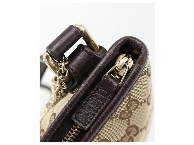 Borsa a tracolla GUCCI GG Canvas Web Sherry Line Beige Oro Rosso 144388 Auth 182113A D'oro - vista 10