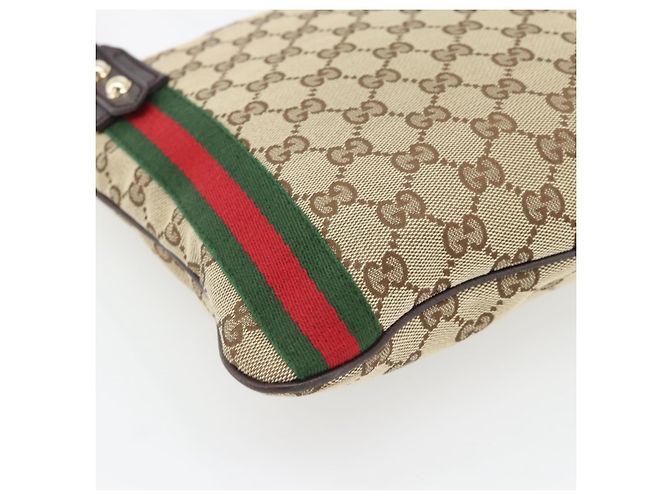 Borsa a tracolla GUCCI GG Canvas Web Sherry Line Beige Oro Rosso 144388 Auth 182113A D'oro - vista 16