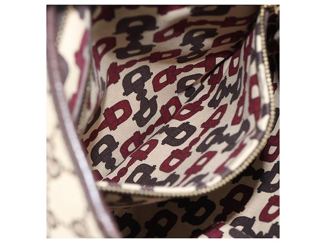 Borsa a tracolla GUCCI GG Canvas Web Sherry Line Beige Oro Rosso 144388 Auth 182113A D'oro - vista 22