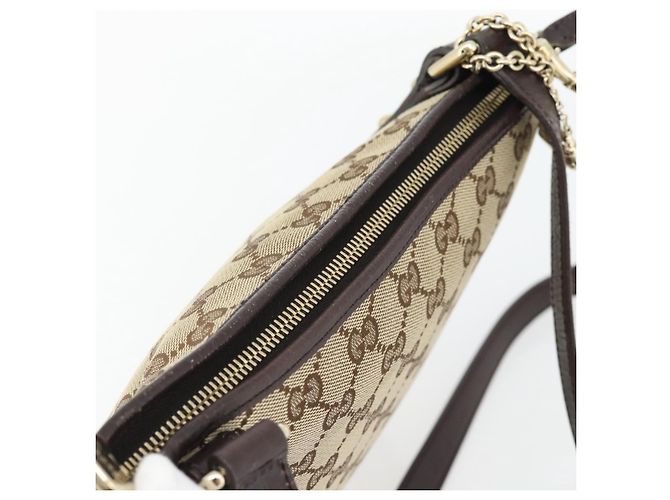 Borsa a tracolla GUCCI GG Canvas Web Sherry Line Beige Oro Rosso 144388 Auth 182113A D'oro - vista 6