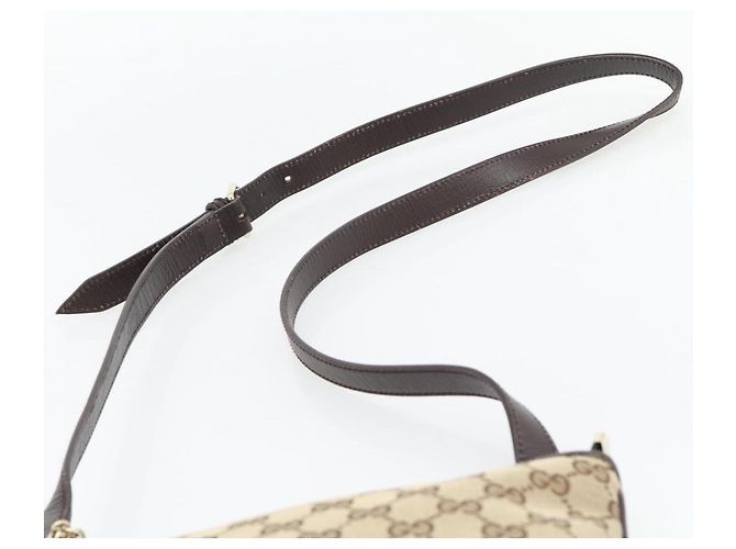 Borsa a tracolla GUCCI GG Canvas Web Sherry Line Beige Oro Rosso 144388 Auth 182113A D'oro - vista 8