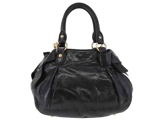 Borsa Miu Miu in pelle 2 modi Nero Oro Auth 181913 D'oro - vista 2
