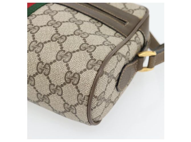 Borsa GUCCI GG Supreme Web Sherry Line PVC Beige Oro 56 02 004 Auth 181982 D'oro - vista 14