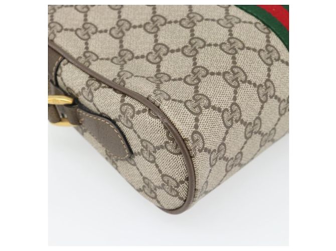 Borsa GUCCI GG Supreme Web Sherry Line PVC Beige Oro 56 02 004 Auth 181982 D'oro - vista 17