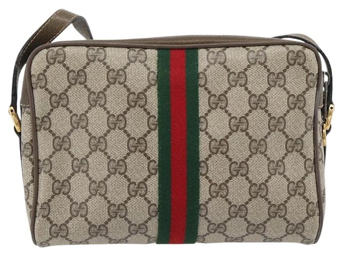 Borsa GUCCI GG Supreme Web Sherry Line PVC Beige Oro 56 02 004 Auth 181982 D'oro - vista 2