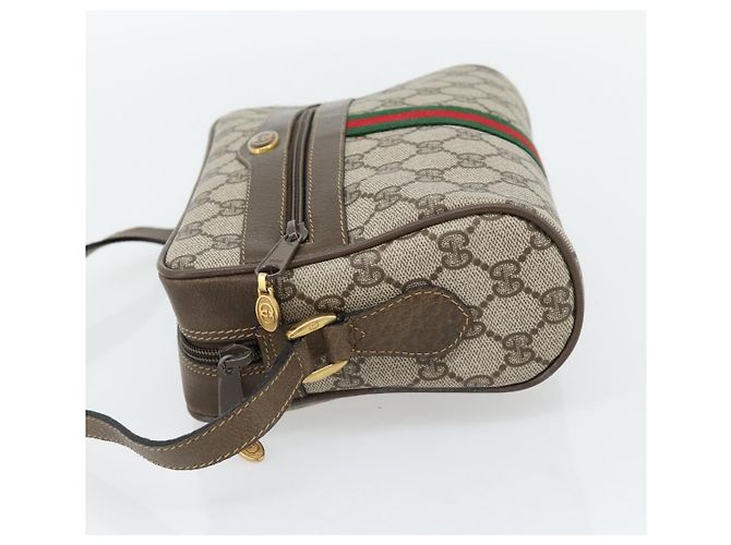 Borsa GUCCI GG Supreme Web Sherry Line PVC Beige Oro 56 02 004 Auth 181982 D'oro - vista 3