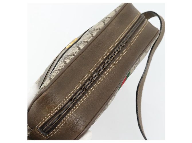 Borsa GUCCI GG Supreme Web Sherry Line PVC Beige Oro 56 02 004 Auth 181982 D'oro - vista 6