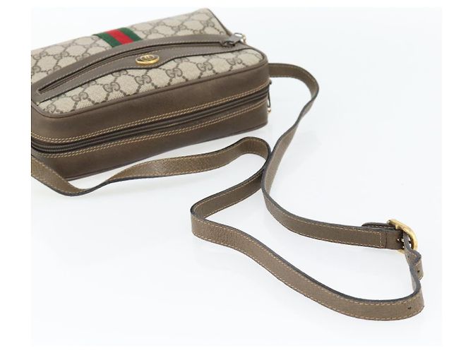 Borsa GUCCI GG Supreme Web Sherry Line PVC Beige Oro 56 02 004 Auth 181982 D'oro - vista 7