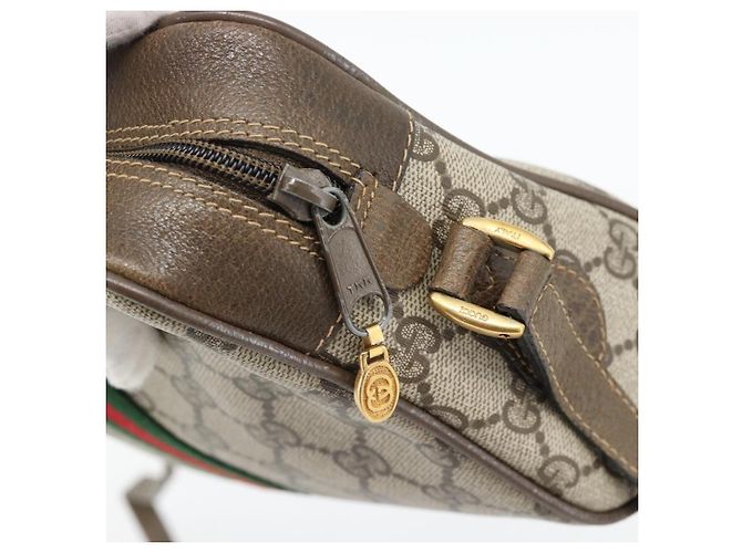 Borsa GUCCI GG Supreme Web Sherry Line PVC Beige Oro 56 02 004 Auth 181982 D'oro - vista 9