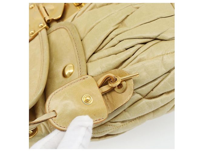 Bolsa Miu Miu Matelasse de couro 2way Yellow Gold Auth 182016V Dourado Amarelo - vista 10