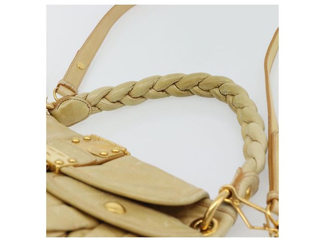Bolsa Miu Miu Matelasse de couro 2way Yellow Gold Auth 182016V Dourado Amarelo - vista 14