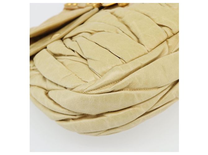 Bolsa Miu Miu Matelasse de couro 2way Yellow Gold Auth 182016V Dourado Amarelo - vista 16