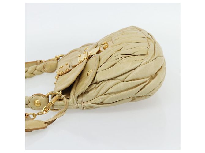 Bolsa Miu Miu Matelasse de couro 2way Yellow Gold Auth 182016V Dourado Amarelo - vista 3