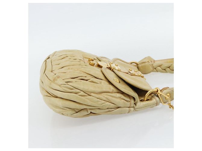 Bolsa Miu Miu Matelasse de couro 2way Yellow Gold Auth 182016V Dourado Amarelo - vista 4