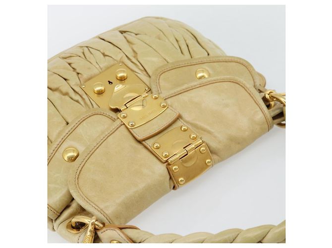 Bolsa Miu Miu Matelasse de couro 2way Yellow Gold Auth 182016V Dourado Amarelo - vista 6