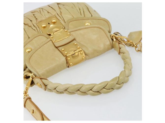 Bolsa Miu Miu Matelasse de couro 2way Yellow Gold Auth 182016V Dourado Amarelo - vista 7