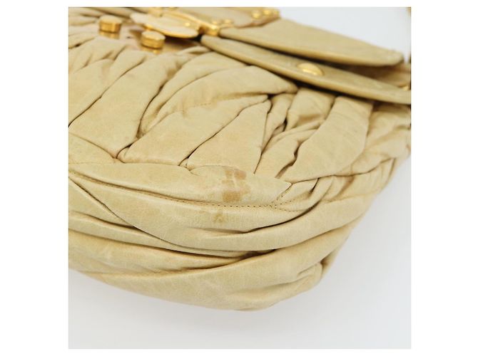 Bolsa Miu Miu Matelasse de couro 2way Yellow Gold Auth 182016V Dourado Amarelo - vista 9