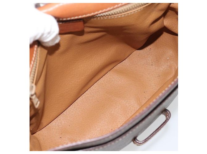 Céline Borsa a Spalla CELINE Macadam Canvas PVC Pelle Marrone Oro Auth ka4468 D'oro - vista 10