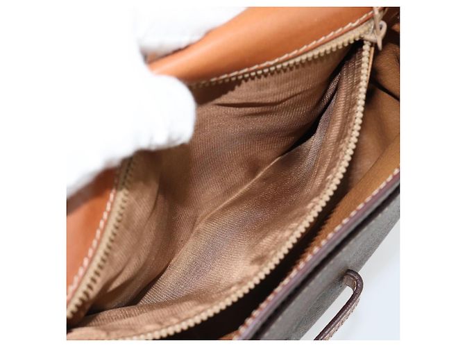 Céline Borsa a Spalla CELINE Macadam Canvas PVC Pelle Marrone Oro Auth ka4468 D'oro - vista 11