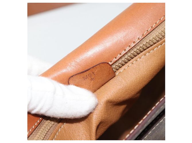 Céline Borsa a Spalla CELINE Macadam Canvas PVC Pelle Marrone Oro Auth ka4468 D'oro - vista 12