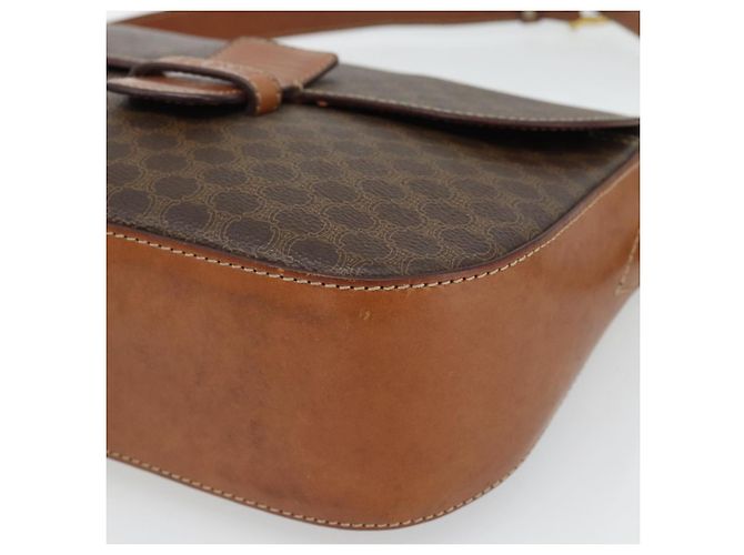 Céline Borsa a Spalla CELINE Macadam Canvas PVC Pelle Marrone Oro Auth ka4468 D'oro - vista 14