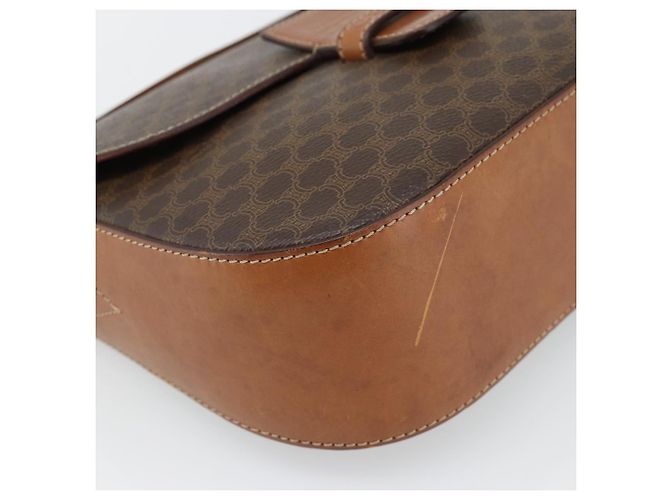 Céline Borsa a Spalla CELINE Macadam Canvas PVC Pelle Marrone Oro Auth ka4468 D'oro - vista 15