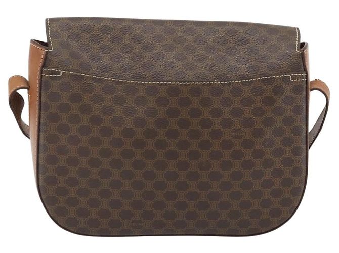 Céline Borsa a Spalla CELINE Macadam Canvas PVC Pelle Marrone Oro Auth ka4468 D'oro - vista 2