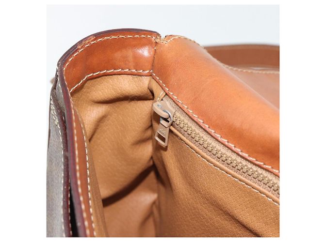 Céline Borsa a Spalla CELINE Macadam Canvas PVC Pelle Marrone Oro Auth ka4468 D'oro - vista 21